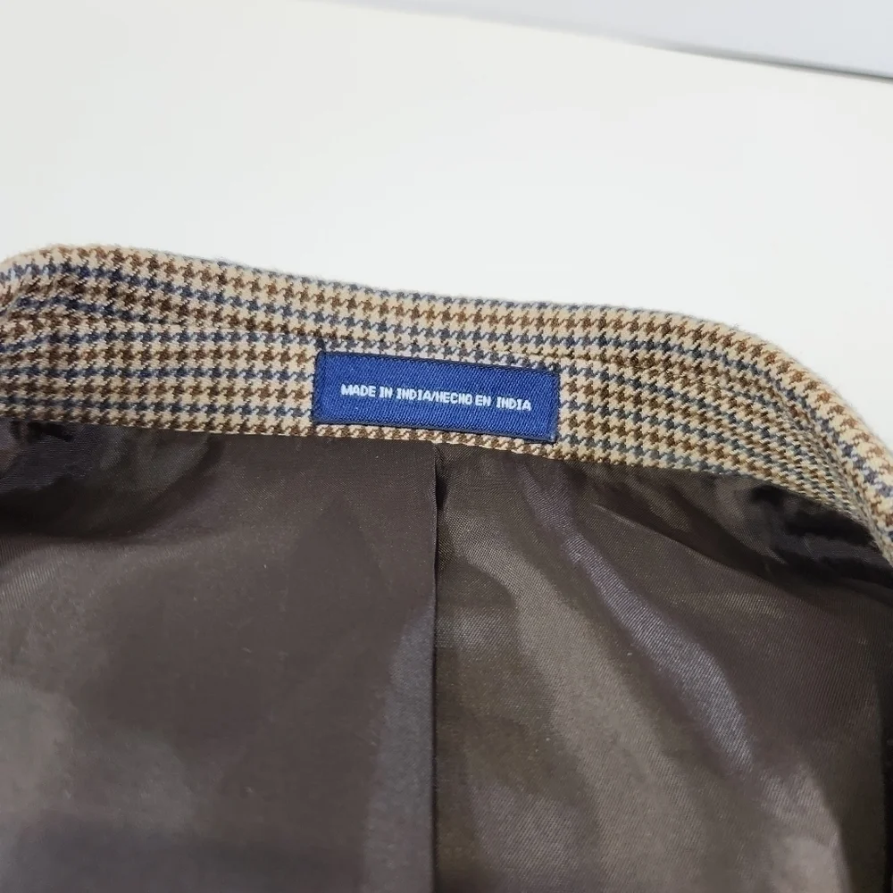 Stafford Essintials Mens Two Button Blazer Brown Sport Coat Suit Jacket Size 44L - Picture 6 of 12